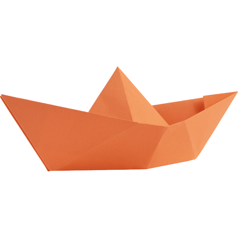 orange origami boat